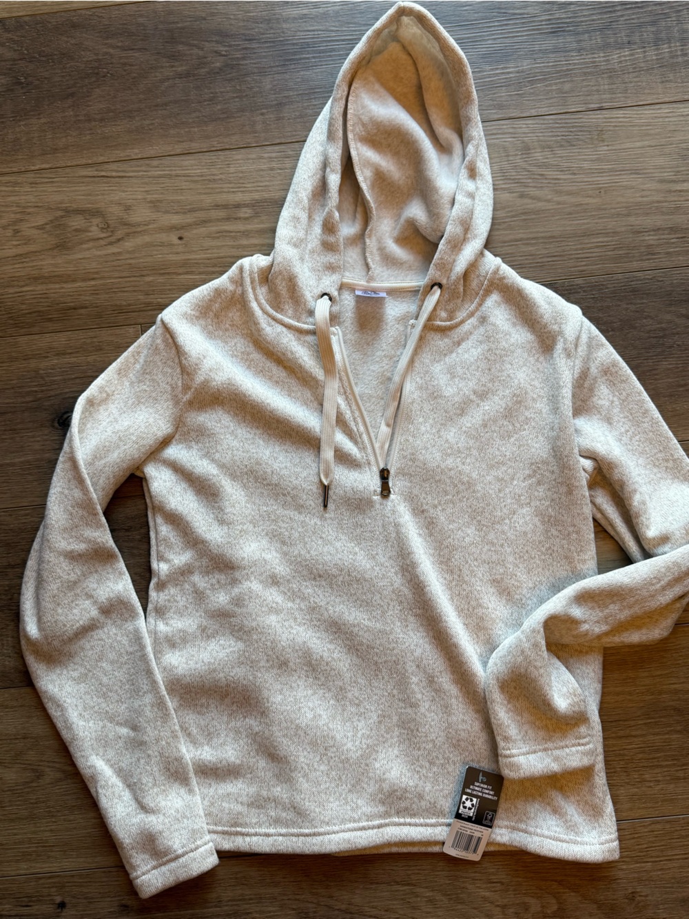 Fruit of the Loom Cream Heather Half-Zip Hoodie